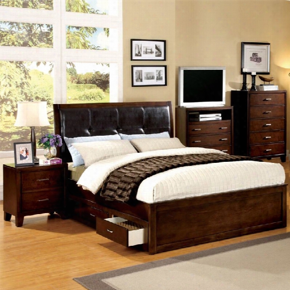 Furniture Of America Awenton 2 Piece King Bedroom Set In Brown Cherry