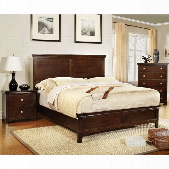 Furniture Of America Fanquite 3 Piece King Bedroom Set In Brown Cherry