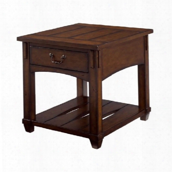 Hammary Tacoma Rectangular Drawer End Table In Rustic Brown