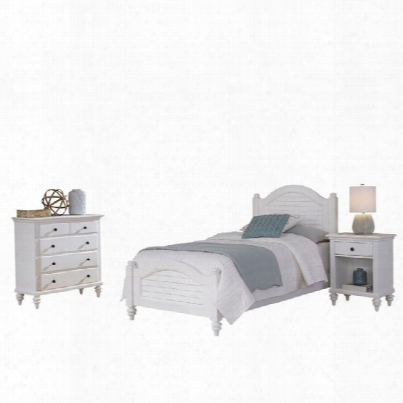 Home Styles Bermuda 3 Piece Wood Twin Bedroom Set In White