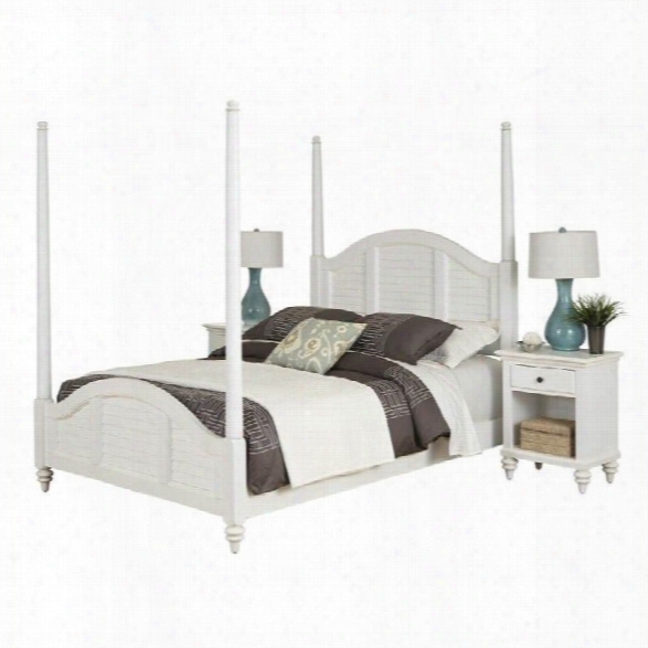 Home Styles Bermuda Poster Bed And Two Night Stands White Finish-queen