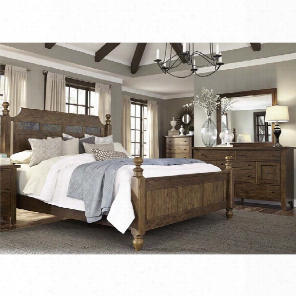 Liberty Furniture Hearthstone 4 Piece Queen Poster Bedroom Set In Oak