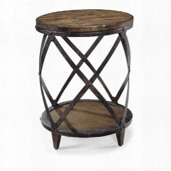 Magnussen Pinebrook Round Accent Table In Distressed Pine