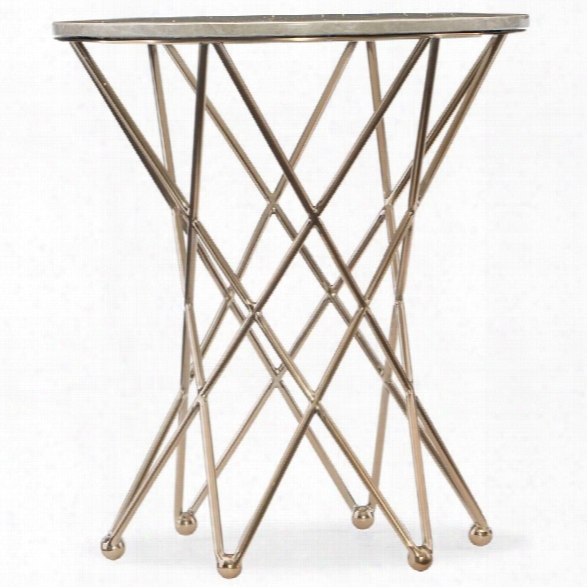 Maklaine 24 Round Marble Top End Table In Gold
