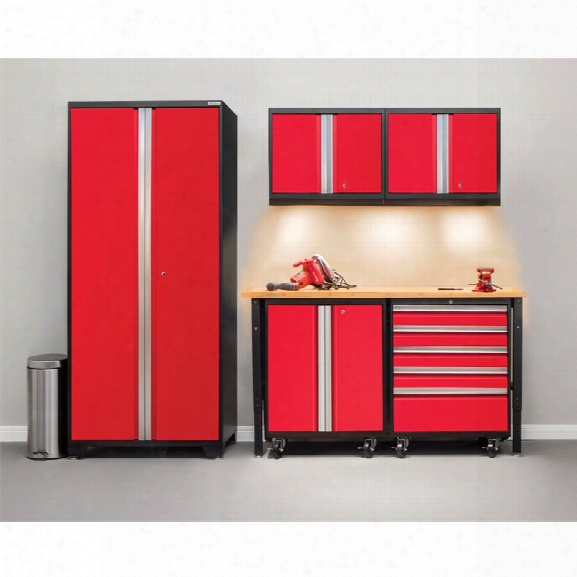 Newage Pro Series 6 Piece Garage Cabinet Set In Red