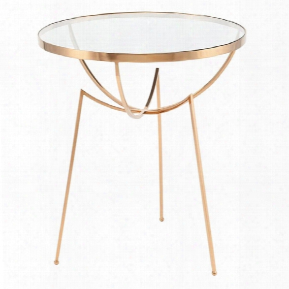 Nuevo Areille Round Glass Top End Table In Brass