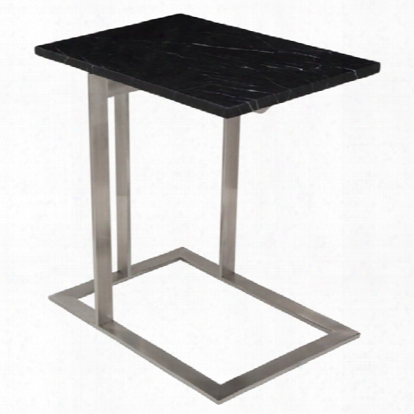 Nuevo Dell Marble Top End Table In Black And Silver