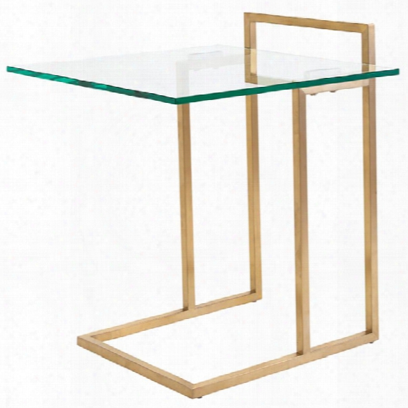 Nuevo Enna Glass Top End Table In Gold