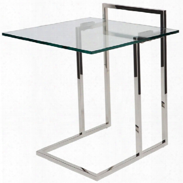 Nuevo Enna Glass Top End Table In Silver