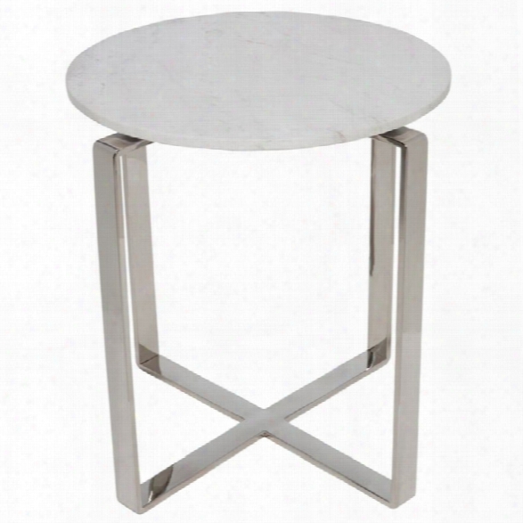 Nuevo Rosa Round Marble Top End Table In White