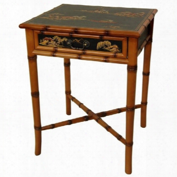 Oriental Furniture Ching End Table In Black
