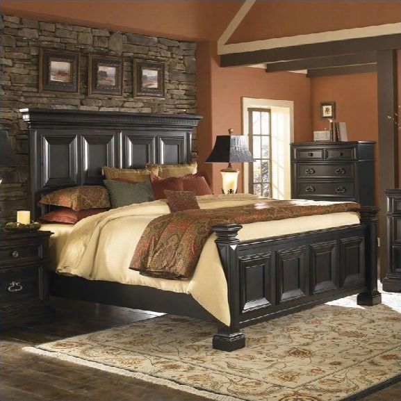 Pulaski Brookfield 2pc King Panel Bed Set In Ebony Finish