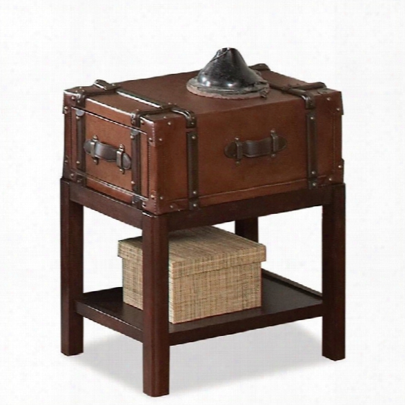 Riverside Furniture Latitudes Suitcase Chairside Table In Aged Cognac Wood