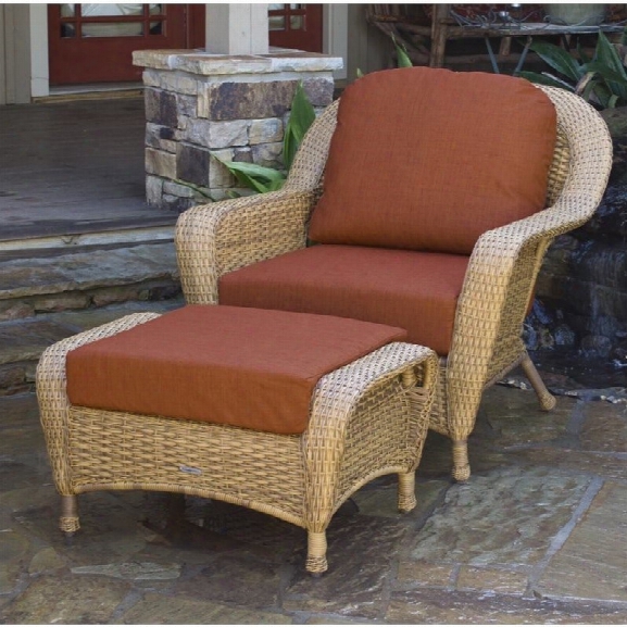 Tortuga Sea Pines Outdoor Chair With Ottoman-tortoise/ Rave Brick