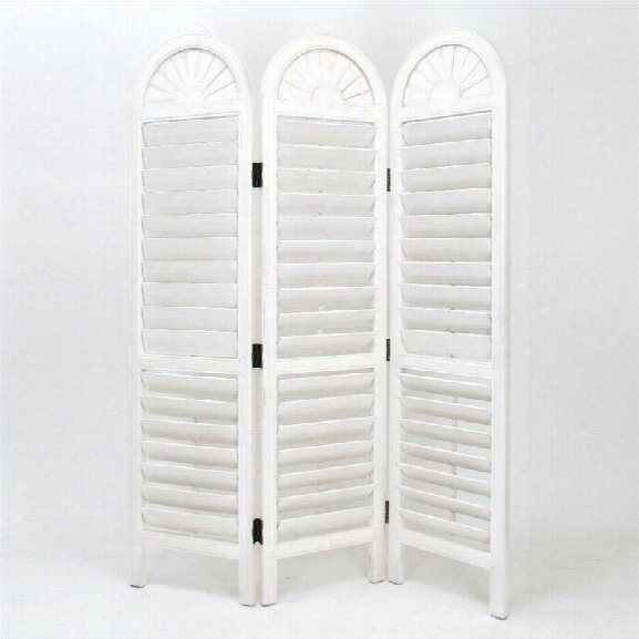 Wayborn Chinese Oakwood White Venetian Room Divider In Whitewash