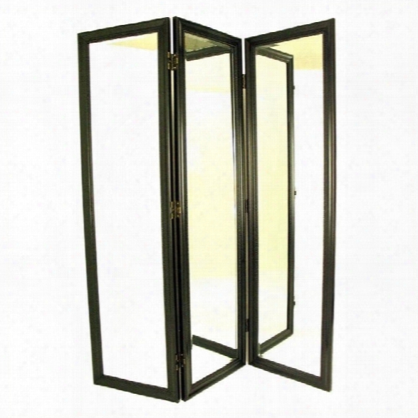 Wayborn Mirror With Frame Full Size Dressing Room Divider In Black