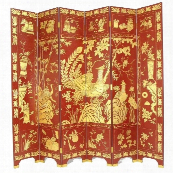 Wayborn Phoenix Room Divider In Red And Gold