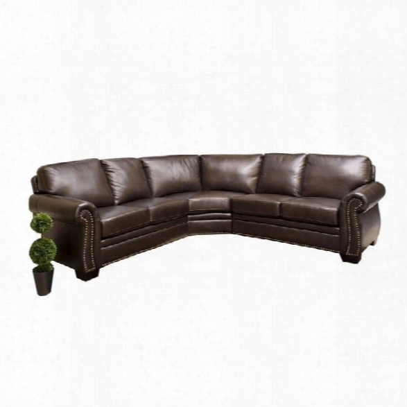 Abbyson Living Arizona 3 Piece Leather Sectional Sofa In Dark Truffle