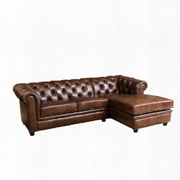 Abbyson Living Hamilton 2 Piece Leather Sectional In Chestnut Brown