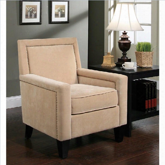 Abbyson Living Tafteen Wood And Linen Armchair In Cream