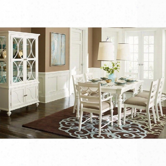 American Drew Lynn Haven 8 Piece Wood Dining Set In White