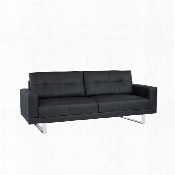 Armen Living Lincoln Tufted Chrome Leg Futon In Black