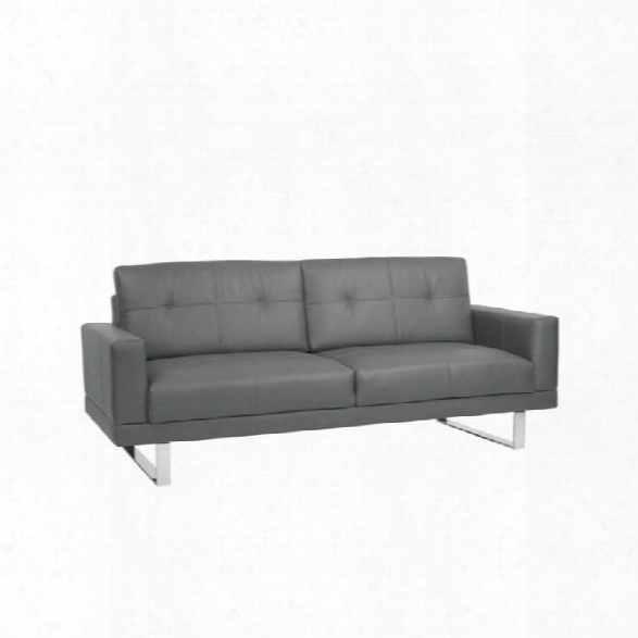 Armen Living Lincoln Tufted Chrome Leg Futon In Gray