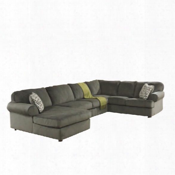 Ashley Jessa Place 3 Piece Microfiber Left Chaise Sectional In Pewter