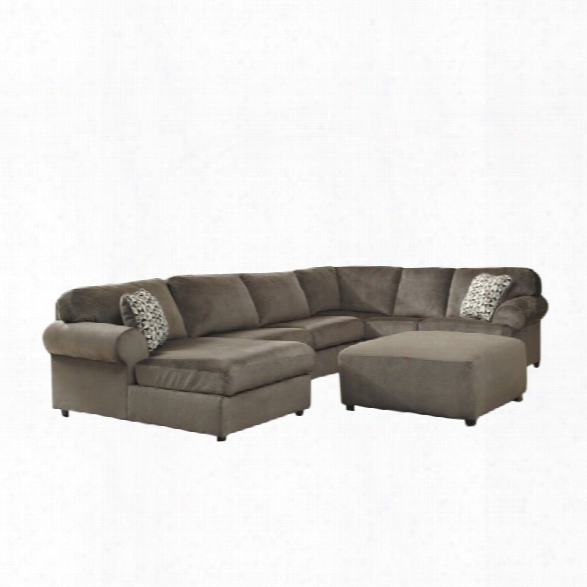 Ashley Jessa Place 4 Piece Microfiber Left Chaise Sectional In Dune