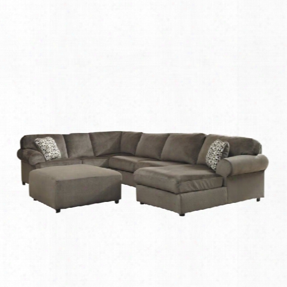 Ashley Jessa Place 4 Piece Microfiber Right Chaise Sectional In Dune