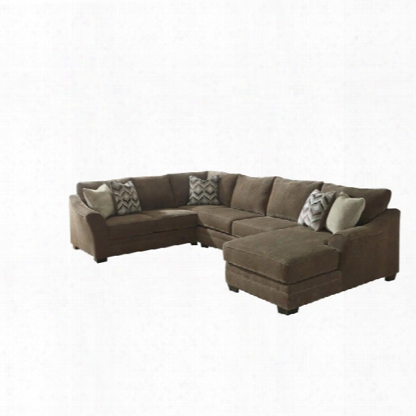 Ashley Justyna 3 Piece Left Facing Sectional In Teak