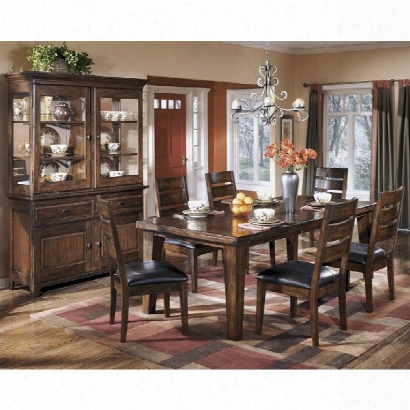 Ashley Larchmont 8 Piece Wood Dining Set In Brown