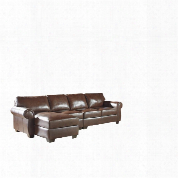 Ashley Luguro 3 Piece Left Facing Sectional In Saddle