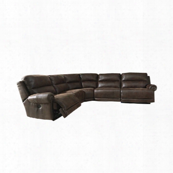 Ashley Luttrell 5 Piece Power Reclining Sectional In Espresso