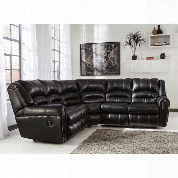 Ashley Manzanola 2 Piece Faux Leather Reclining Sectional In Black