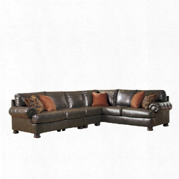 Ashley Nesbit 3 Piece Leather Sectional In Antique