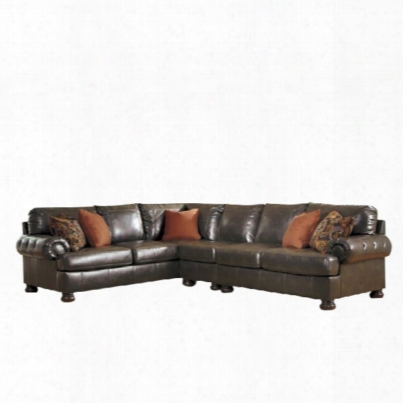Ashley Nesbit 3 Piece Left Leather Sectional With Chair In Antique