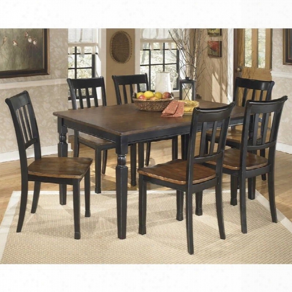 Ashley Owingsville 7 Piece Dining Set In Black And Brown