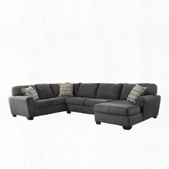 Ashley Sorenton 3 Piece Fabric Right Chaise Sectional In Slate