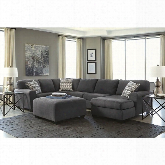 Ashley Sorenton 4 Piece Right Chaise Sectional With Ottoman In Slate