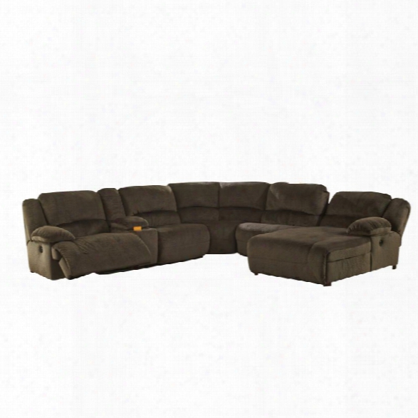 Ashley Toletta 6 Piece Power Reclining Sectional In Chocolate