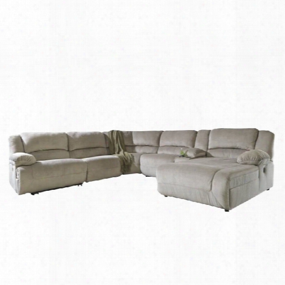 Ashley Toletta 6 Piece Right Chaise Power Console Sectional In Granite