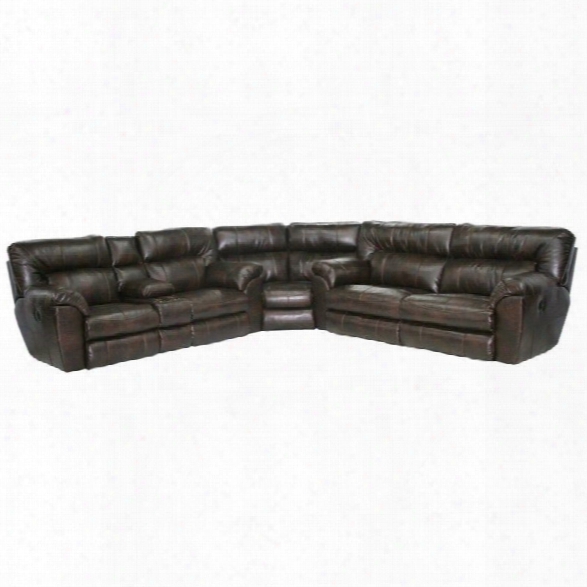 Catnapper Nolan Leather Power Reclining Sectional In Godiva