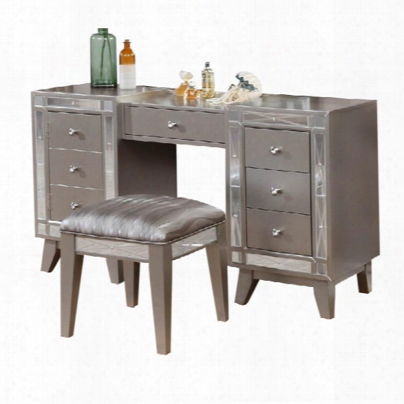 Coaster 2 Piece Mirrored Vanity Set In Metallic Mercury