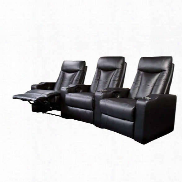 Coaster 3 Piece Home Theatre Recliner With Cupholders In Black