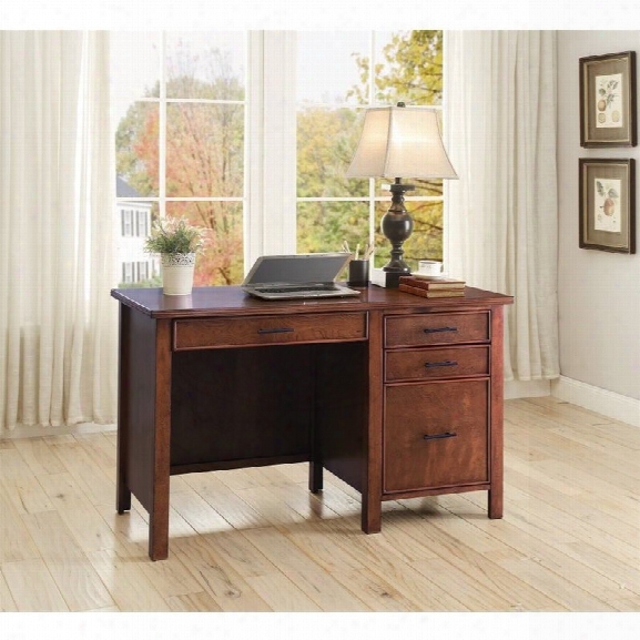 Coaster 4 Drawer Computer Desk With Outlet In Red Brown