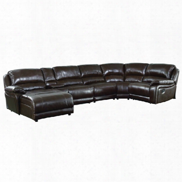 Coaster 6 Piece Leather Sectional In Chestnut