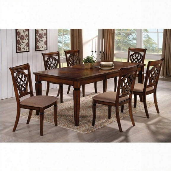 Coaster 7 Piece Rectangular Dining Table And Chair Set In Oak