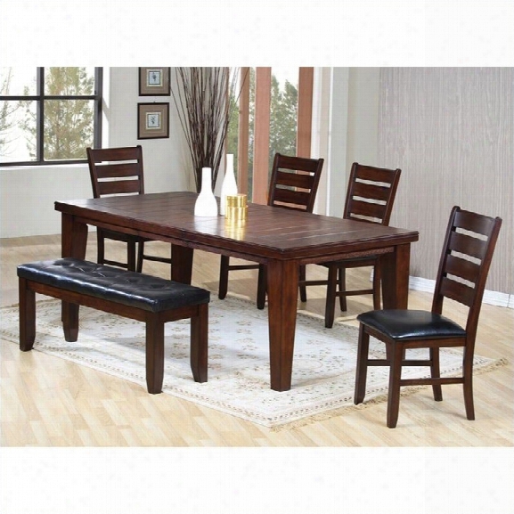 Coaster Casual Dining Table With 4 Side Chairs And Bench In Oak