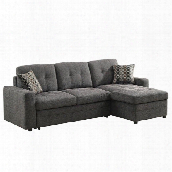 Coaster Chenille Sleeper Sofa With Storage In Charcoal And Black